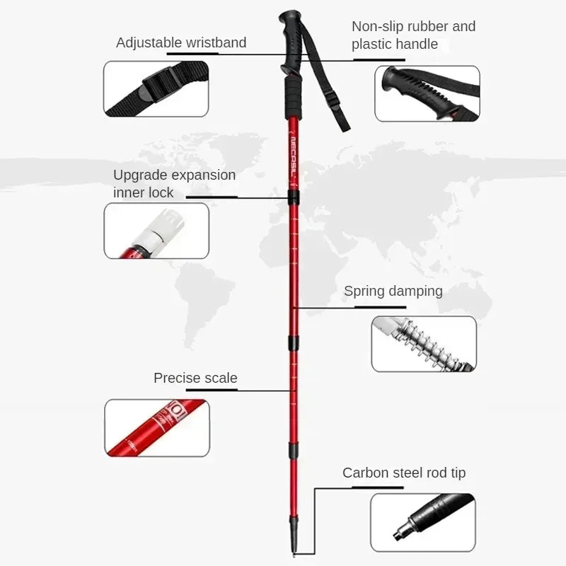 Shock-Absorbing Trekking Poles – Collapsible Lightweight Hiking Sticks (Pair)