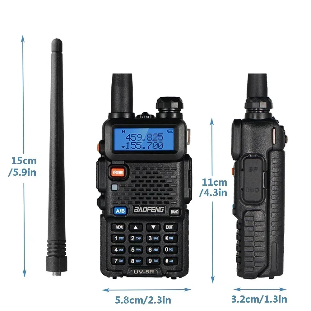 Baofeng UV-5R 4-Pack — Tri-Power 5W, Dual Band, Long Range Walkie Talkie