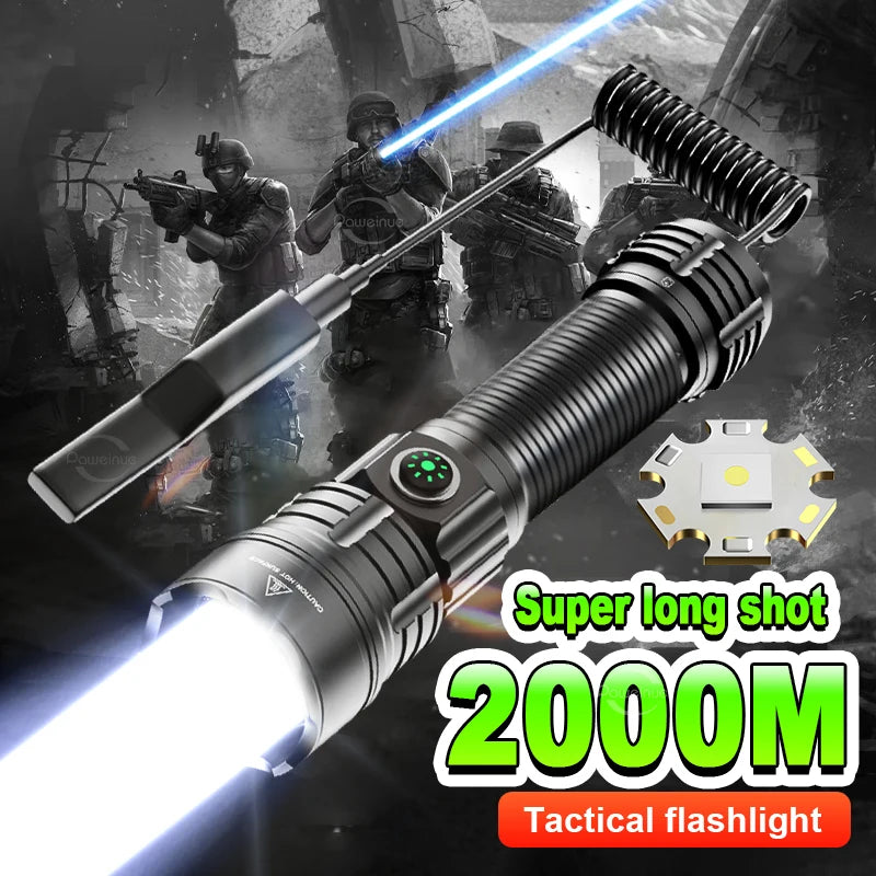 LED Tactical Military Flashlight High Power Rechargeable USB 18650 Torch Light Self Defense Hunting Night Scout Zoom Flashlights