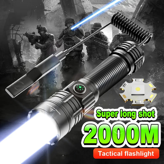LED Tactical Military Flashlight High Power Rechargeable USB 18650 Torch Light Self Defense Hunting Night Scout Zoom Flashlights