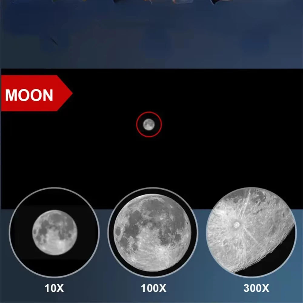 10-300x40 Zoom HD Telescope Portable Professional Monocular with Strong Long Range Low Night Vision Ideal for Hunting Outdoor