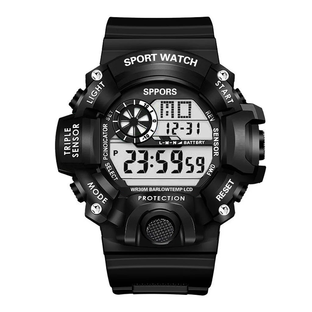 Men's Military Sports Watch – Large Dial Multifunctional Waterproof Luminous Alarm Digital Wristwatch for Men & Kids