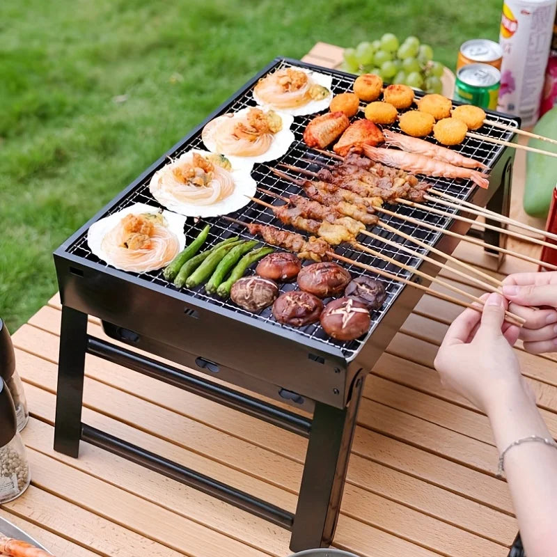 Portable Smokeless Charcoal BBQ Stove – Foldable Barbecue Rack for Outdoor Camping, Picnics & Backyard Grilling