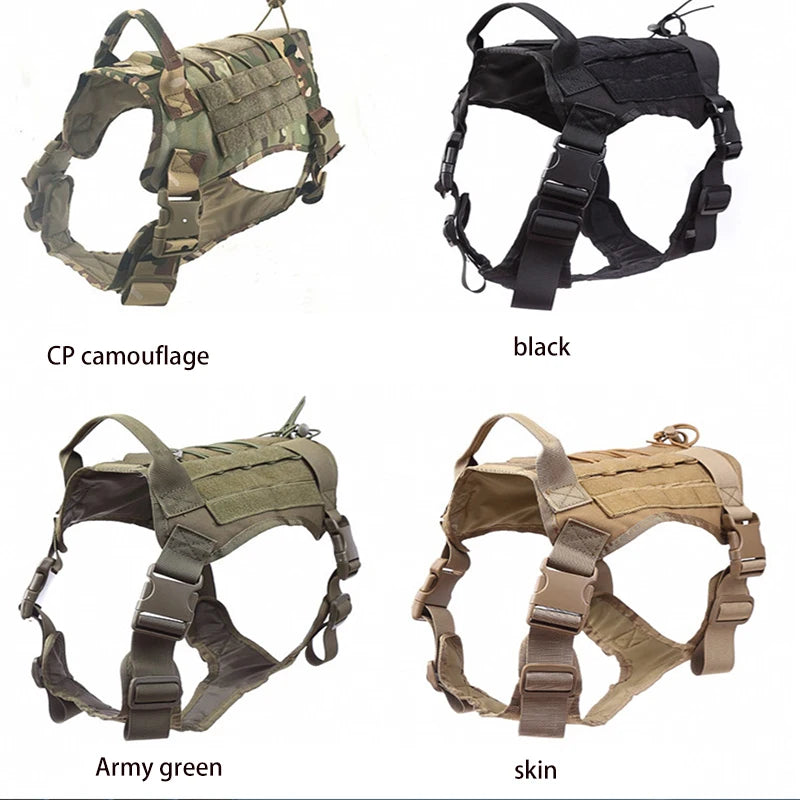 Tactical Dog Harness Military Training  Padded Quick Release Vest Pet Training Dog Harness For Set Small Medium Large Dogs