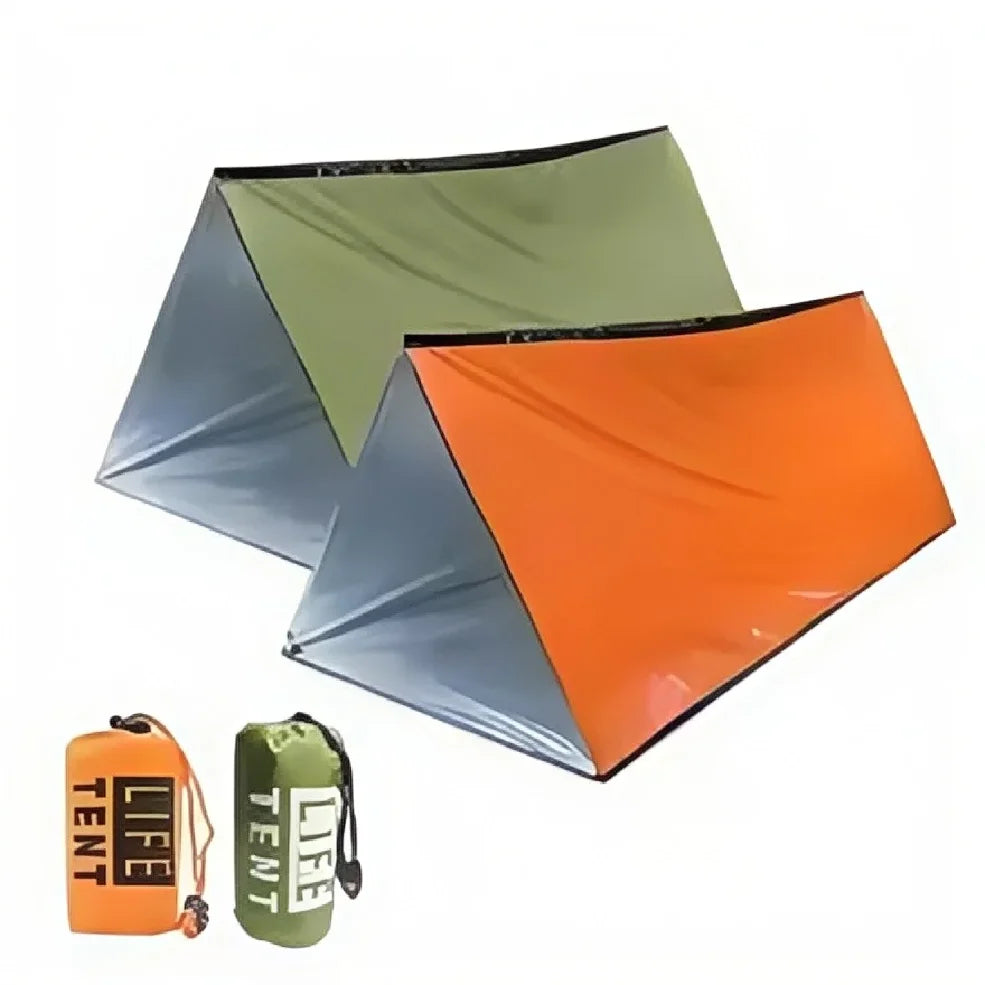 2-Person Emergency Survival Shelter – Waterproof Mylar Bivy Tent & Thermal Sleeping Bag with SOS Whistle
