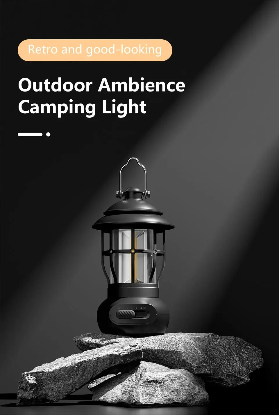 DF Tactical LED Camping Lantern – USB Rechargeable Portable Tent Lamp with 3 Modes for Hiking, Camping & Emergency