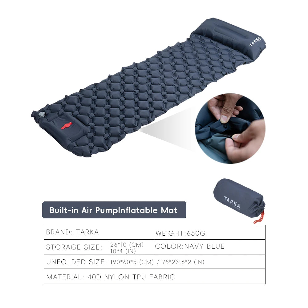 Self-Inflating Camping Mat with Pillow — Lightweight Sleeping Pad