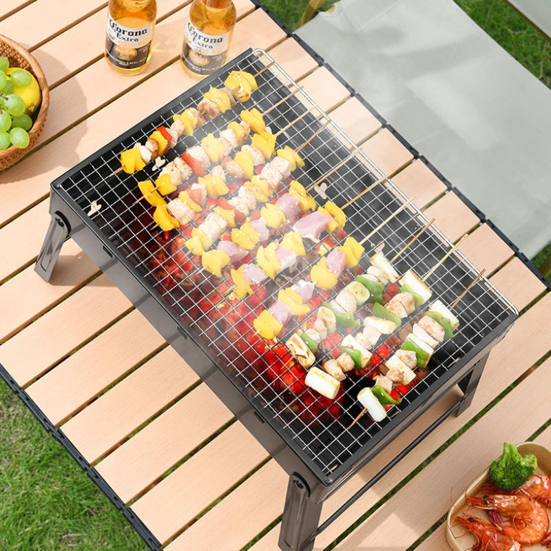 Portable Smokeless Charcoal BBQ Stove – Foldable Barbecue Rack for Outdoor Camping, Picnics & Backyard Grilling