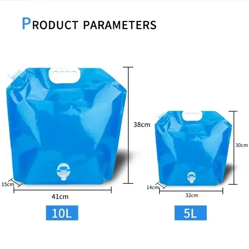 Folding Water Bag – Collapsible Camping Water Pouch 5L / 10L (1 or 2 Pack)