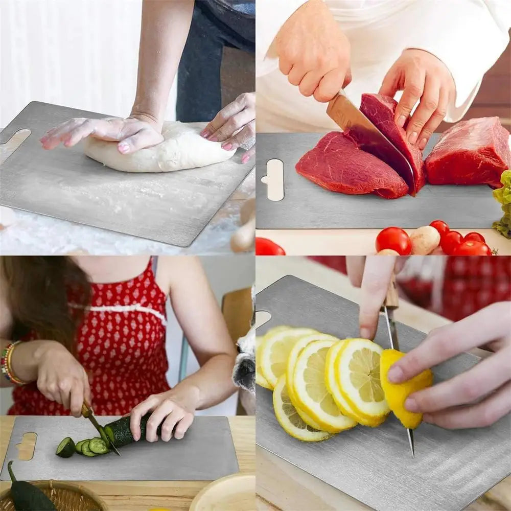 Stainless Steel Cutting Board – 304 Food Grade Double Sided Thickened Portable Chopping Board for Kitchen, Camping & Travel