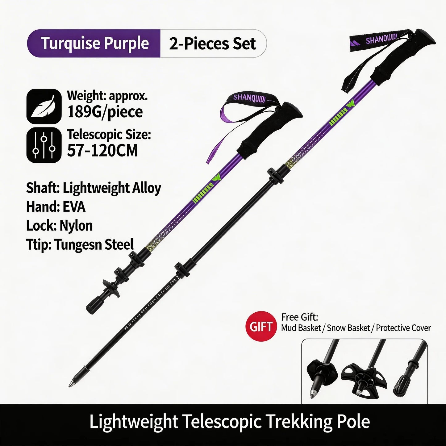 TacticalEdge Carbon Fiber Trekking Poles — Ultralight Folding Hiking Sticks