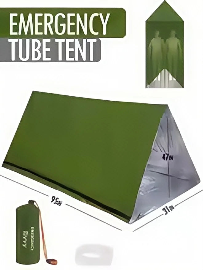 2-Person Emergency Survival Shelter – Waterproof Mylar Bivy Tent & Thermal Sleeping Bag with SOS Whistle