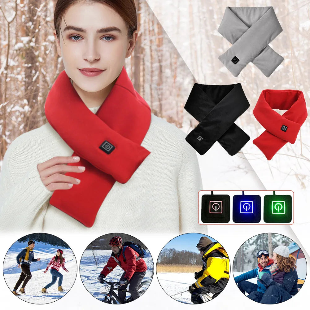 Electric Heating Scarf USB Charging Electric Heated Scarf Washable Thermal Neck Wrap Warmer Soft for Outdoor Camping Hiking