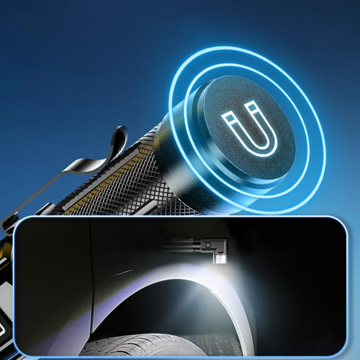 DF Tactical LED Flashlight – USB Rechargeable Magnetic Work Light for Camping, Emergency & Auto Repair