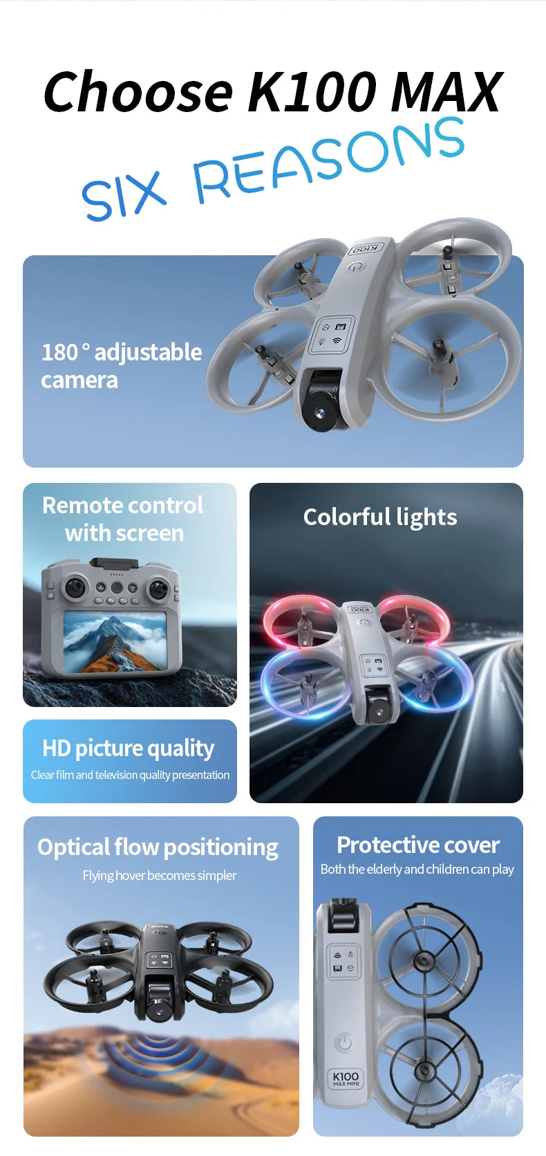 K100 MAX Mini GPS Drone – 4K HD Real-Time Video Screen Control Obstacle Avoidance Aerial Photography RC Quadcopter