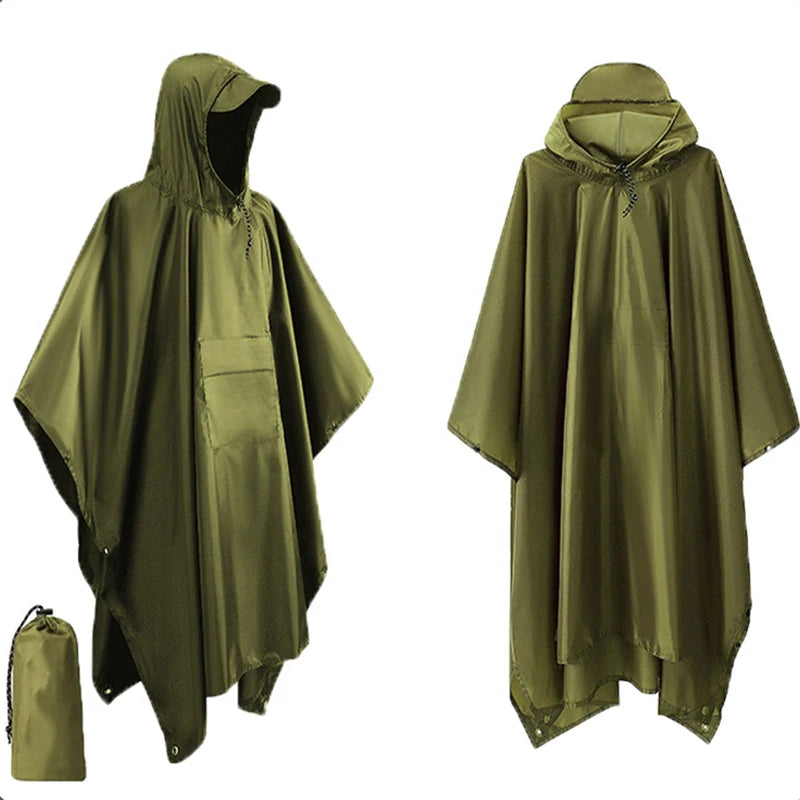 Impermeable militar WeatherShield 3 en 1 — Poncho impermeable con capucha