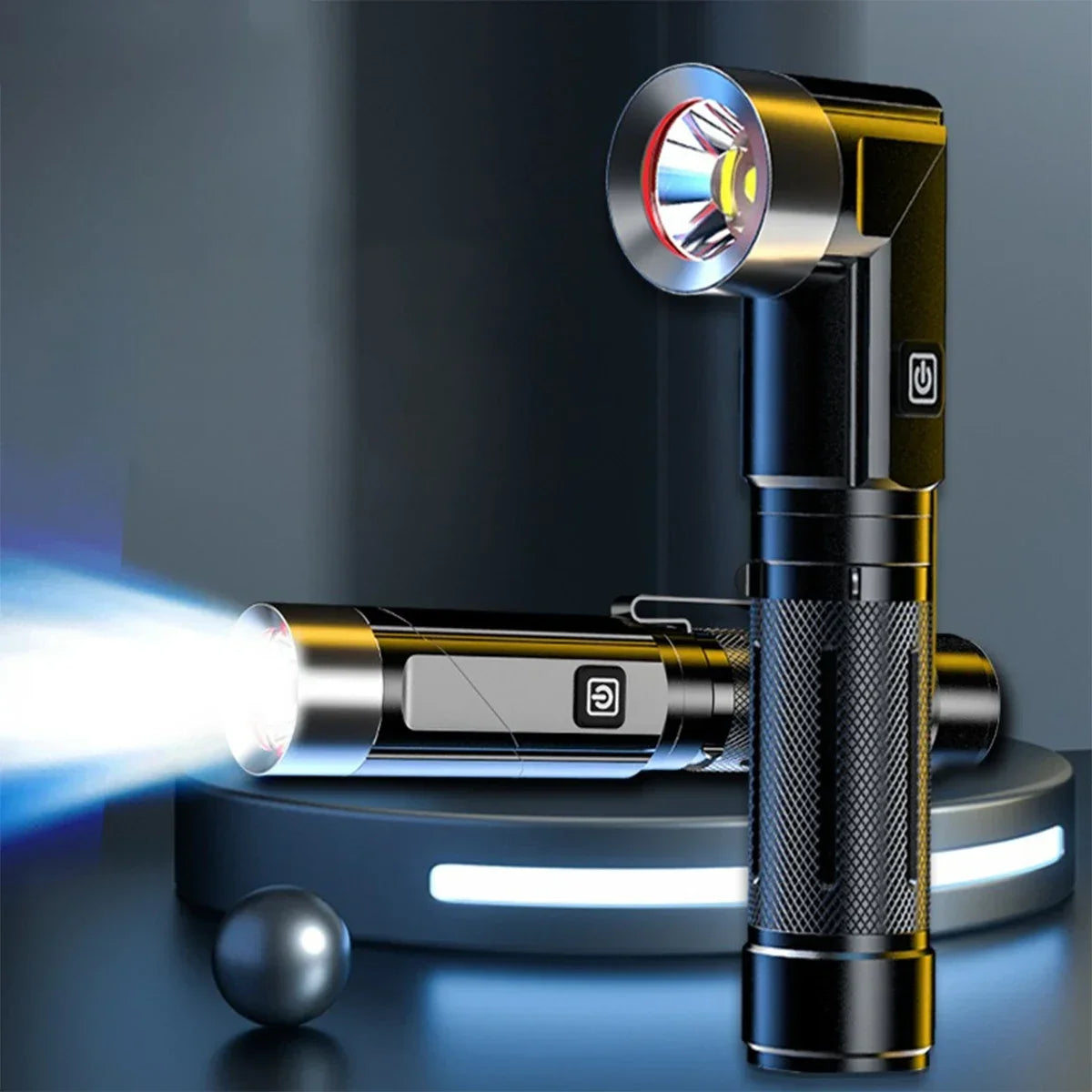 DF Tactical LED Flashlight – USB Rechargeable Magnetic Work Light for Camping, Emergency & Auto Repair