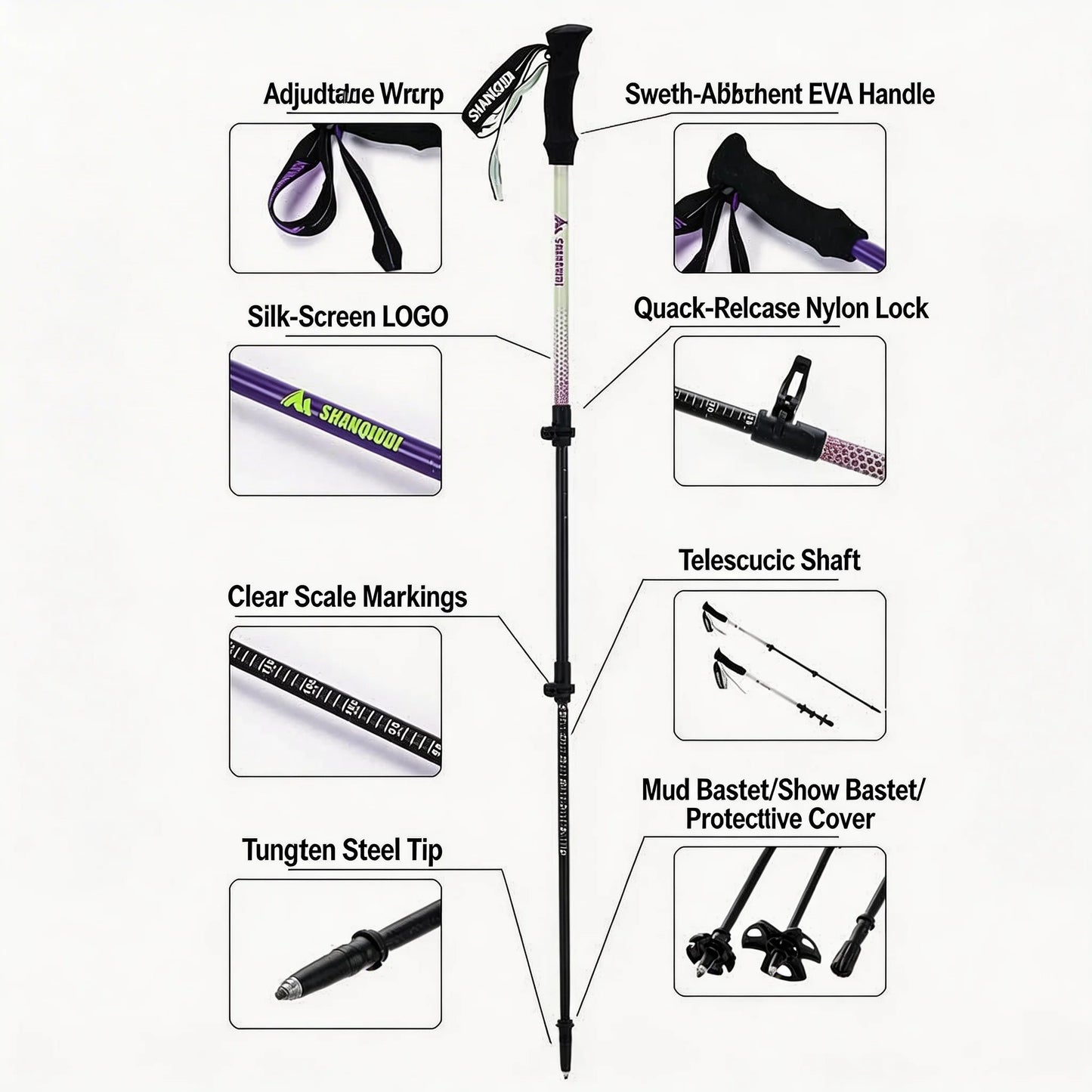 TacticalEdge Carbon Fiber Trekking Poles — Ultralight Folding Hiking Sticks