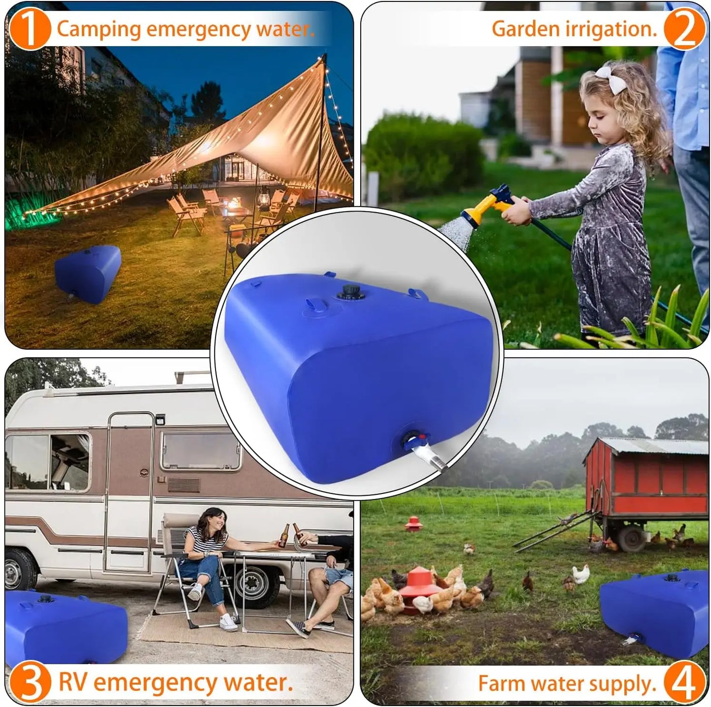 110L / 30-Gallon Collapsible Water Tank – Emergency & Camping Water Storage with Spigot