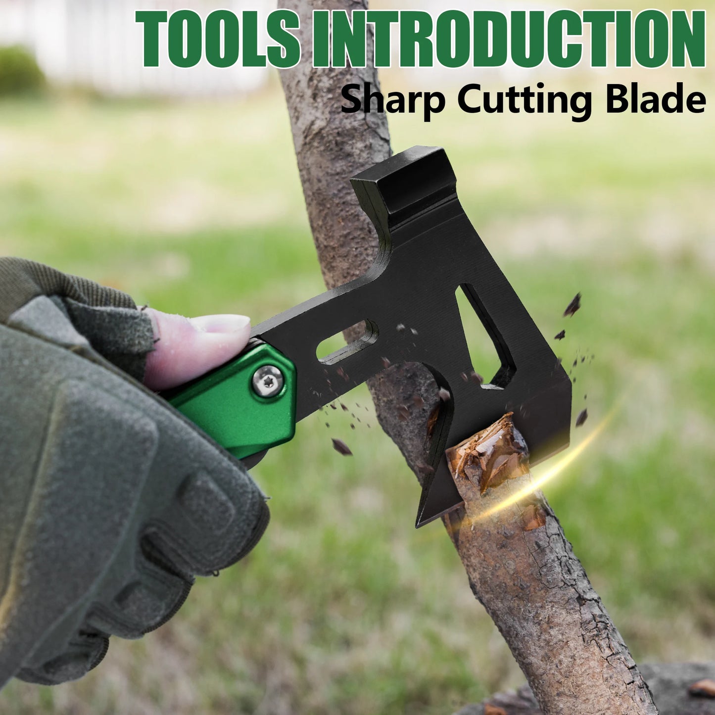 DF Tactical 14-in-1 Camping Axe Multitool – Stainless Steel Hatchet with LED Light for Hiking, EDC & Survival