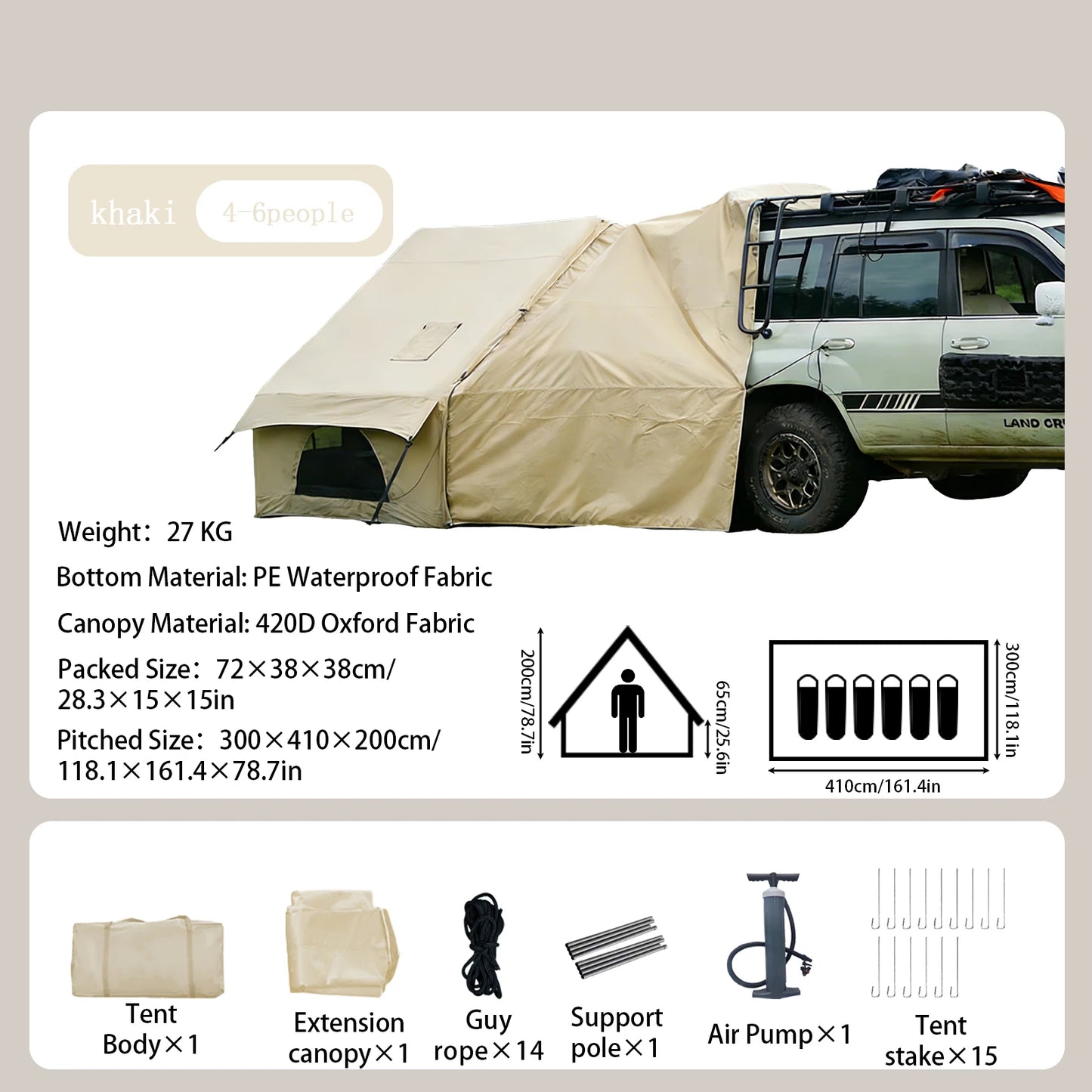PAKICETUS Inflatable Camping Tent – 4–8 Person All-Season Glamping Shelter with Skylight & Quick 3-Min Setup