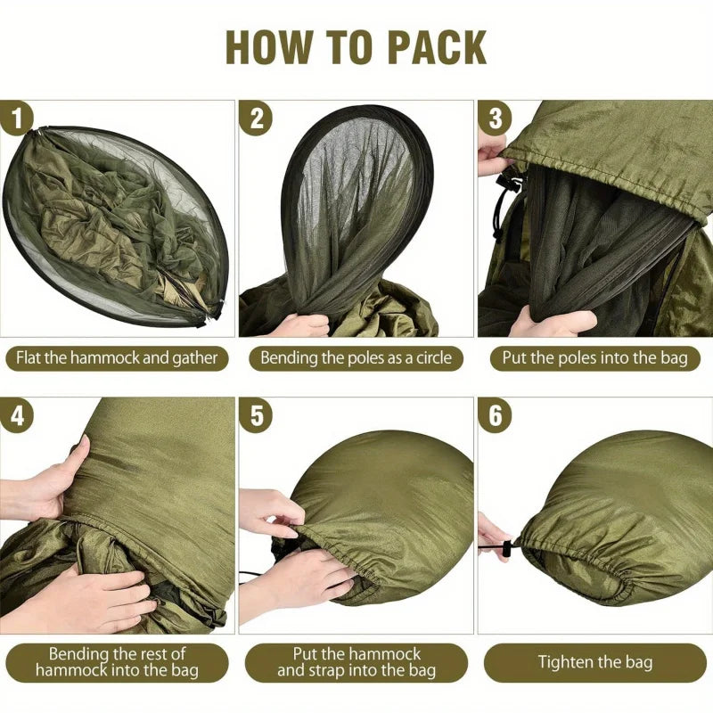 2-In-1 Camping Hammock with Mosquito Net — 1.6 lbs Ultralight Parachute Nylon