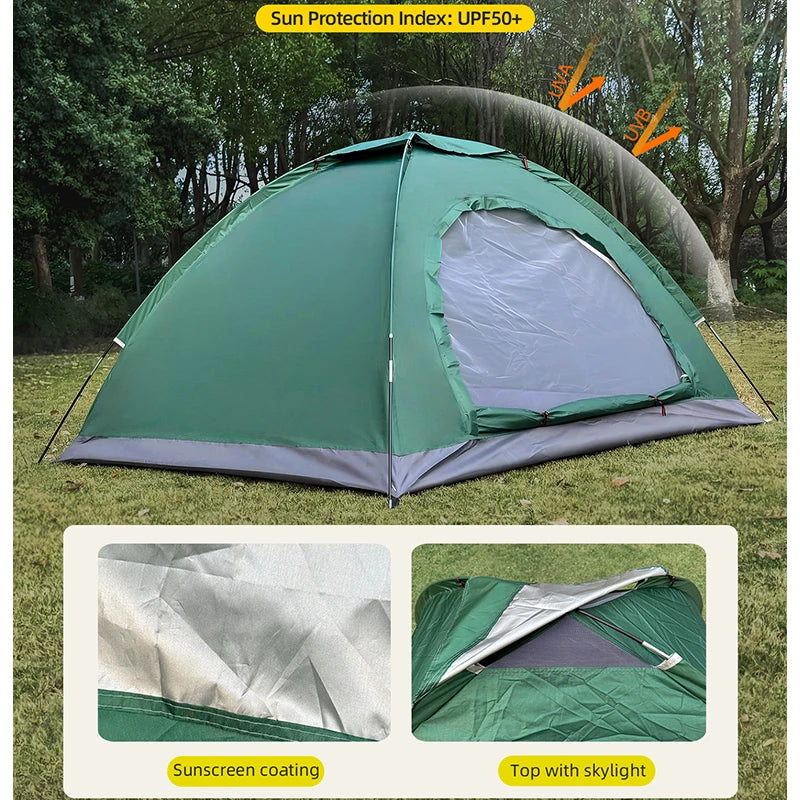 Tienda de campaña de trekking para 2 personas – Tienda de campaña de senderismo a prueba de viento y lluvia con protección solar para parejas y familias