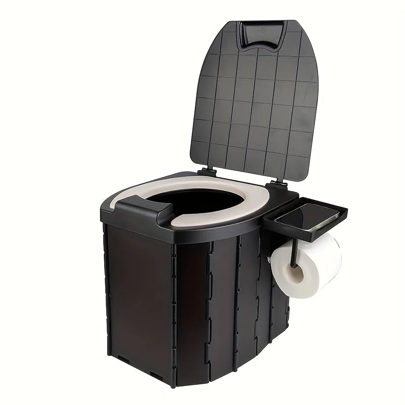 Inodoro Plegable Portátil con Asiento y Tapa de PU – Orinal para Acampar, Vehículos Recreativos, Automóviles y Viajes de Emergencia
