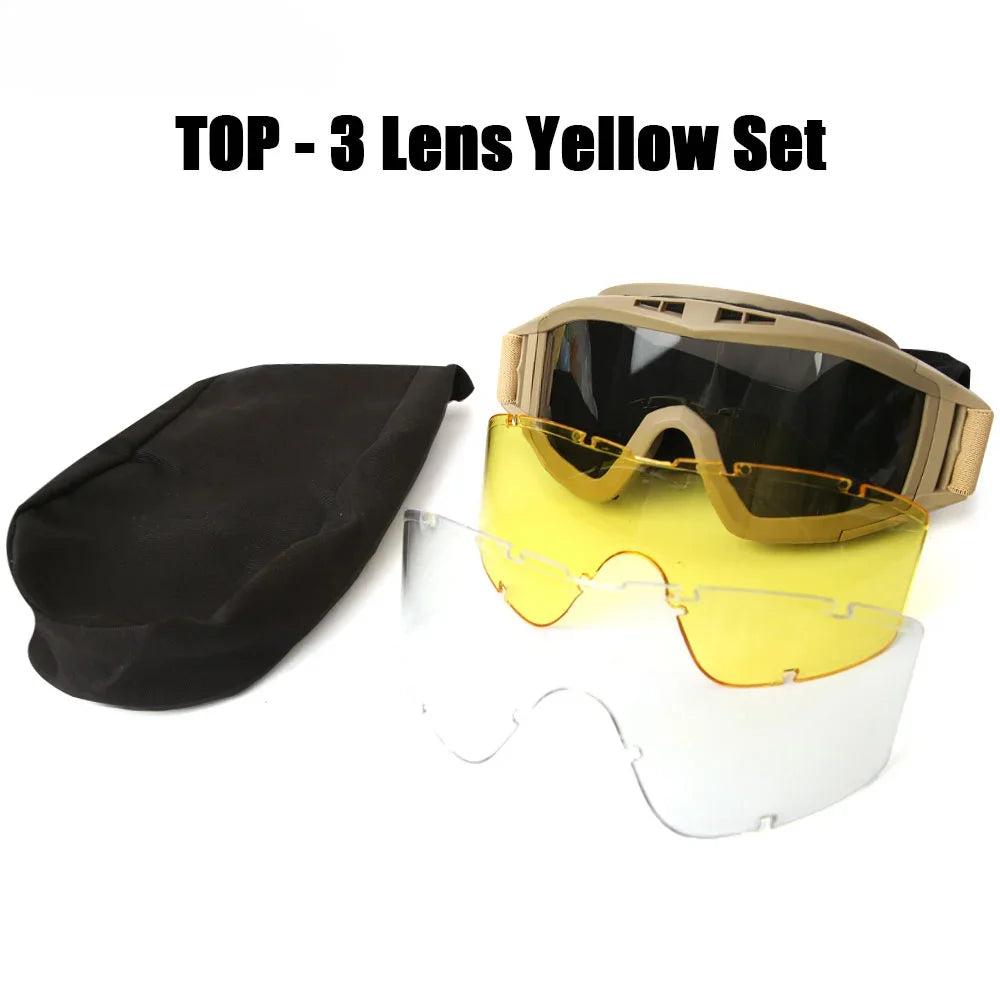 Gafas Balísticas TacticalEdge — Protección Ocular Cortavientos de 3 Lentes