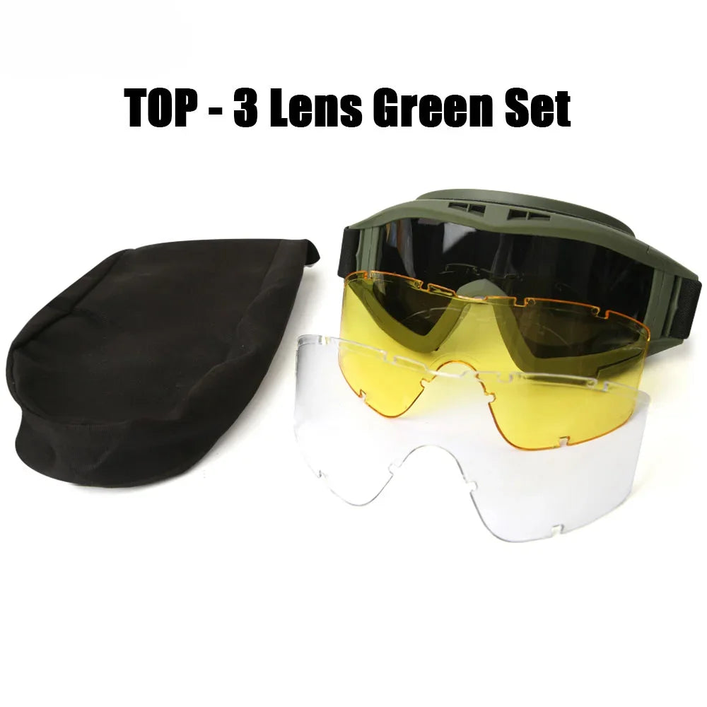 Gafas Balísticas TacticalEdge — Protección Ocular Cortavientos de 3 Lentes