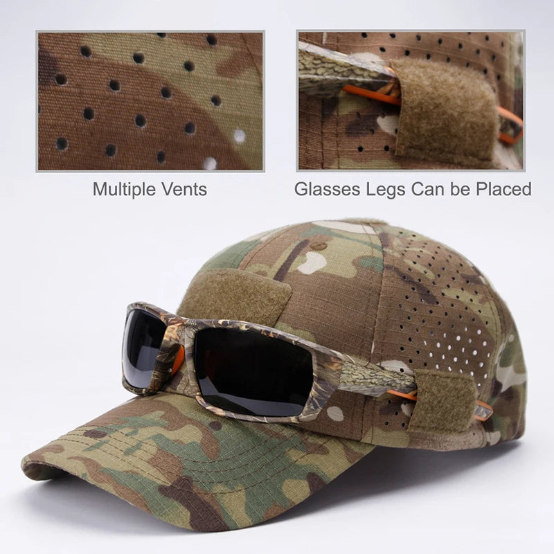 Casquette de baseball tactique – Chapeau d'extérieur camouflage respirant