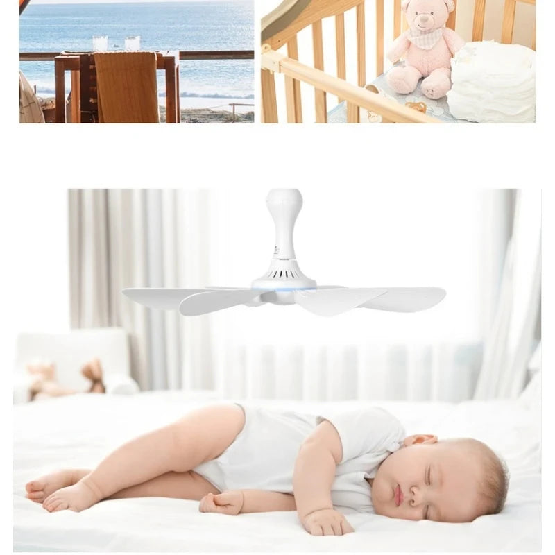 Silent 6-Blade USB Ceiling Canopy Fan – Remote Control, 4-Speed Timing Hanging Fan for Camping, Tent, Bed & Dormitory