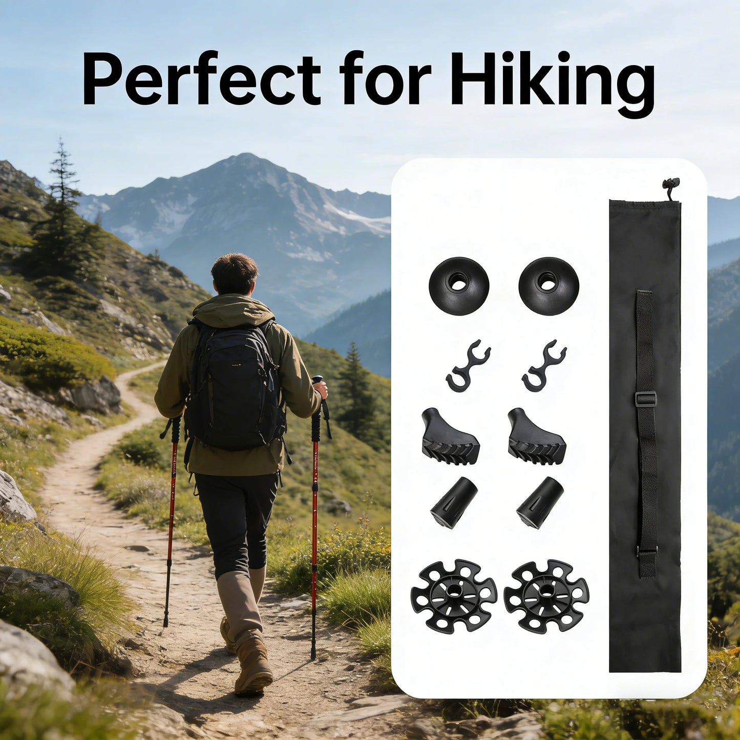 Folding Telescopic Trekking Pole – 4-Section Portable Hiking & Camping Stick