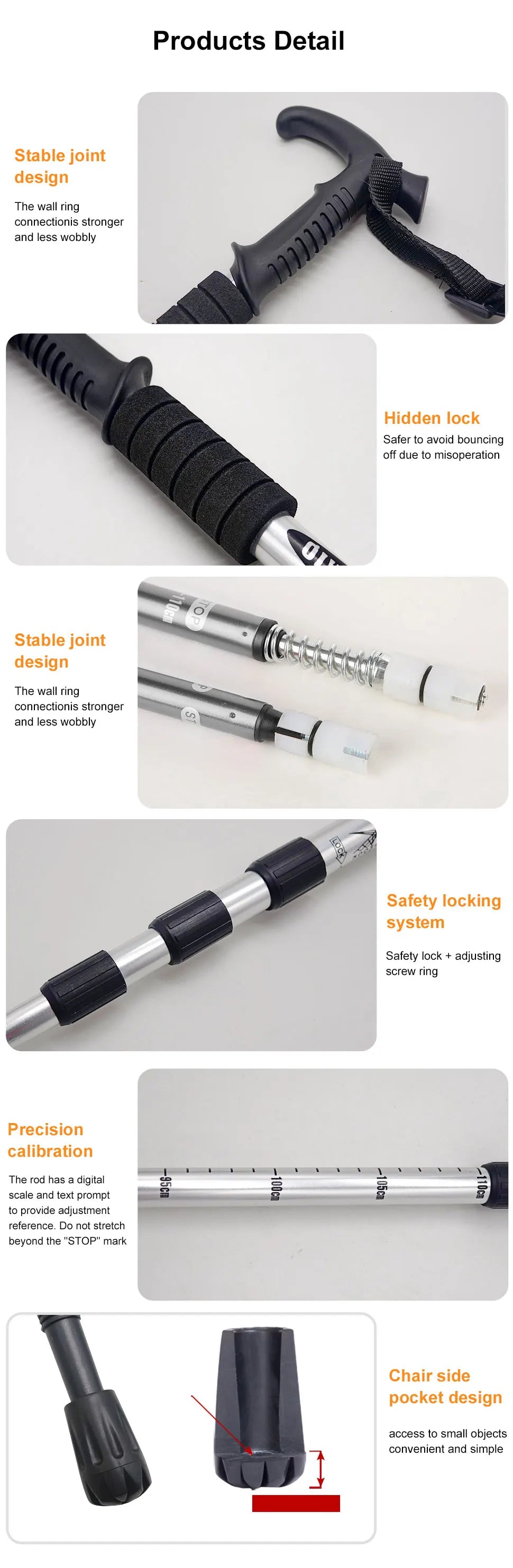 Folding Trekking Pole – 4-Section Portable Telescopic Hiking Stick