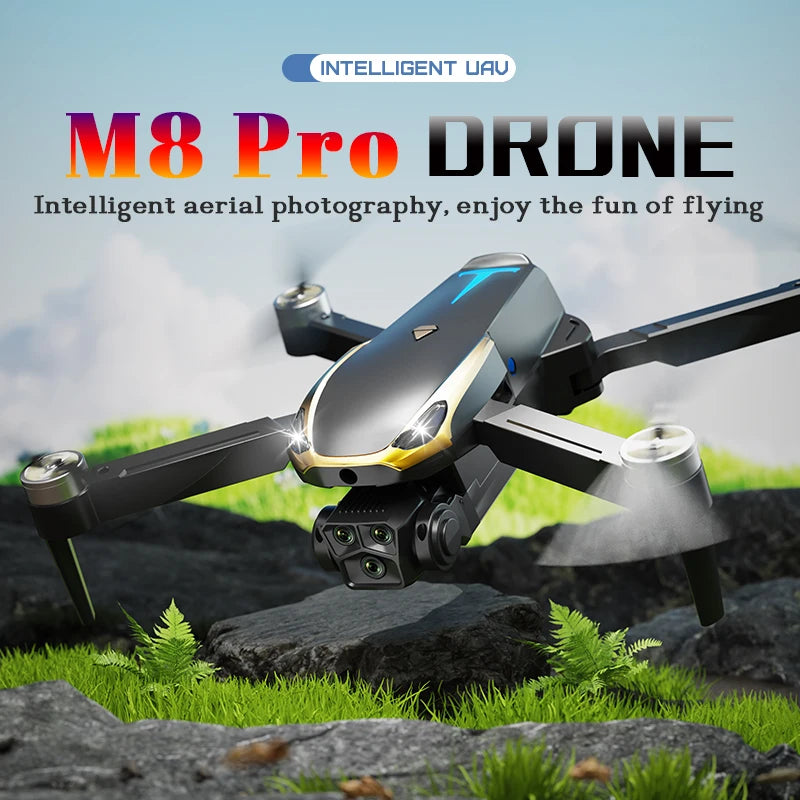 M8 Pro Drone — 2 Batteries, HD Camera, Brushless Motor, Obstacle Avoidance