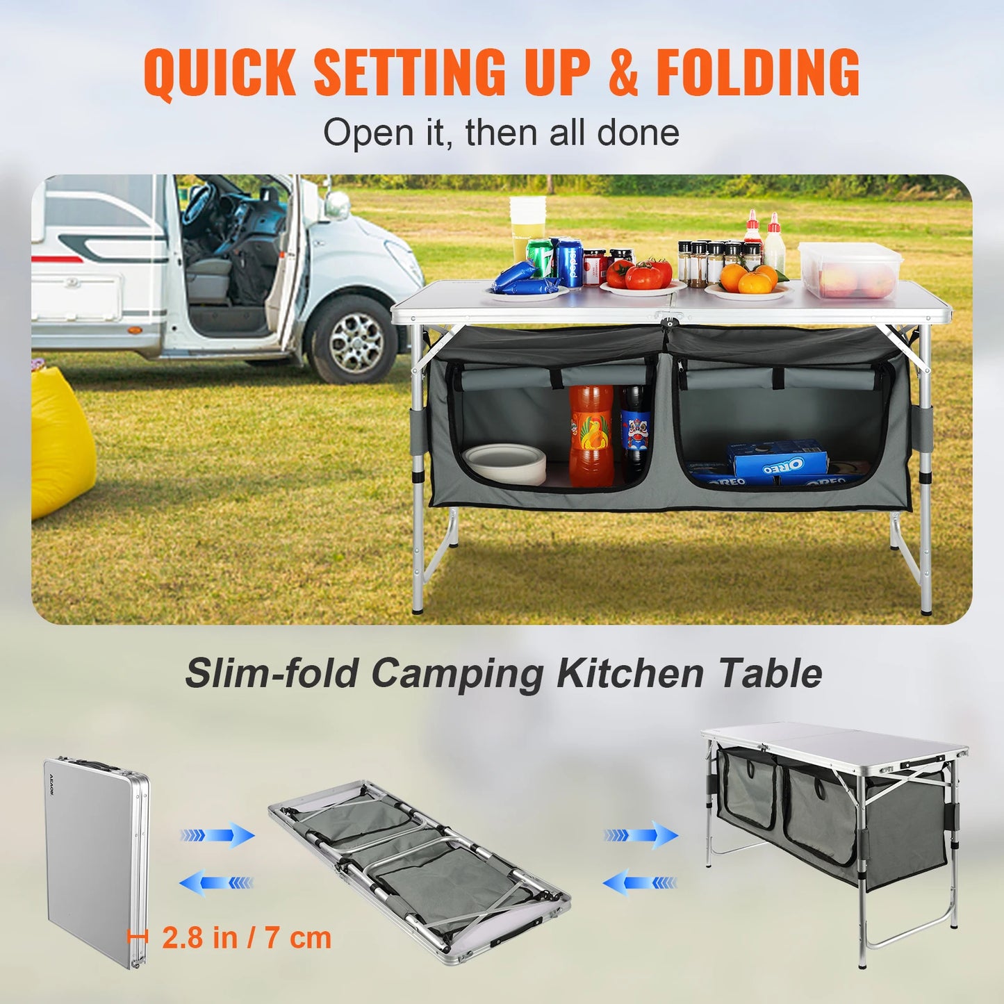 SurvivalPro Folding Camping Table — Lightweight Outdoor Picnic Table
