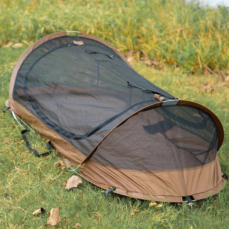 Single Person Tactical Camping Tent – Rainproof 210D Oxford Trekking Tent with Aluminum Poles for Hiking & Mountaineering