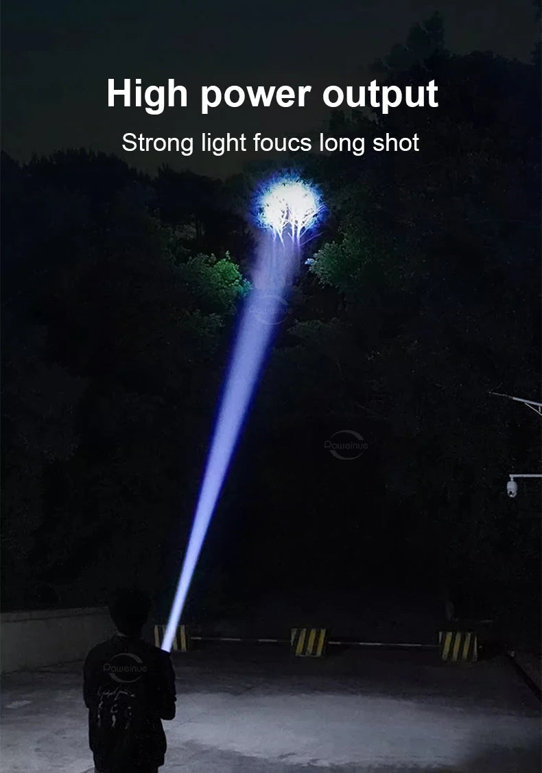 LED Tactical Military Flashlight High Power Rechargeable USB 18650 Torch Light Self Defense Hunting Night Scout Zoom Flashlights