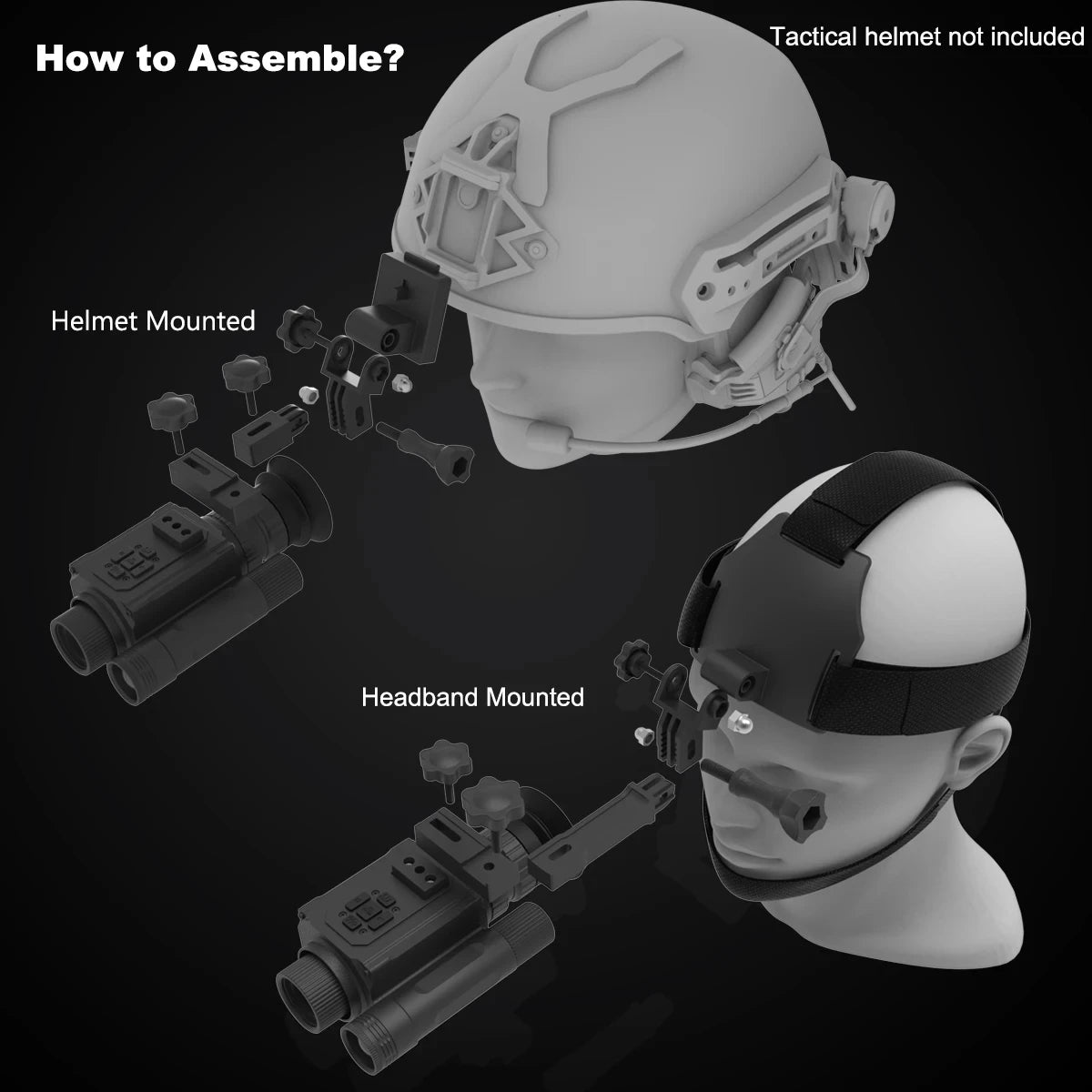 DF Tactical Megaorei NK006 Night Vision Monocular – 1080P HD, 5x Zoom, Infrared Helmet Mount for Hunting & Tactical Use