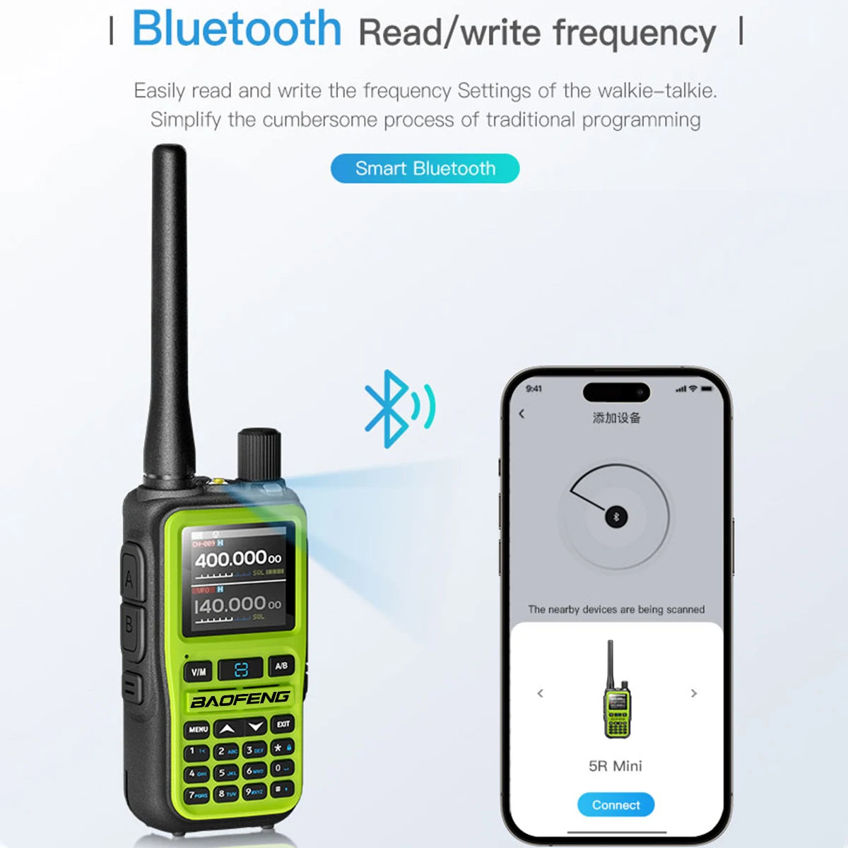 Baofeng UV-5R Mini — Bluetooth, 999CH, Type-C Charging, Long Range Two-Way Radio
