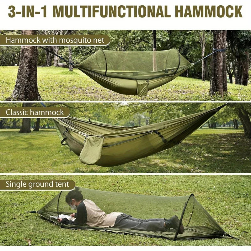 2-In-1 Camping Hammock with Mosquito Net — 1.6 lbs Ultralight Parachute Nylon