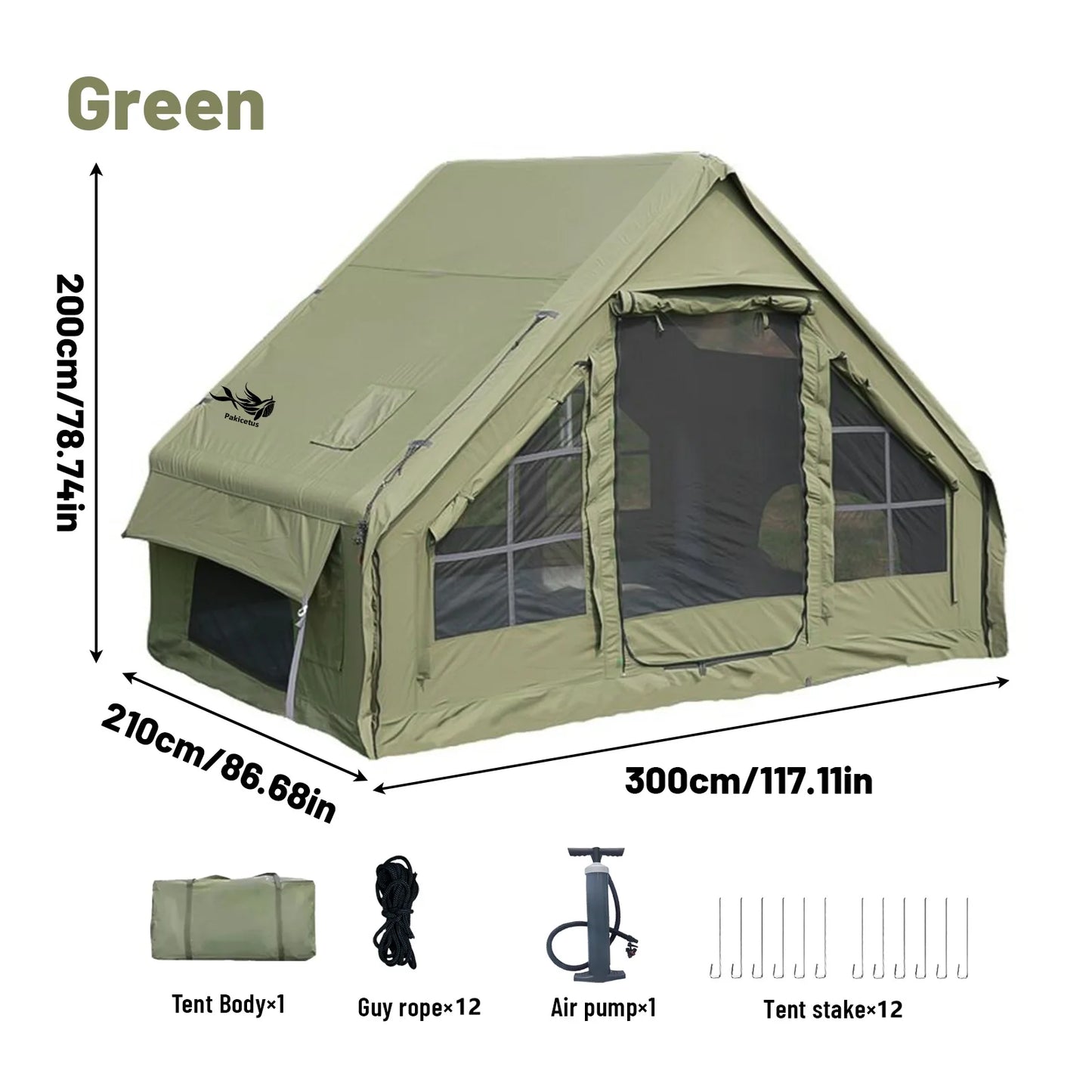 PAKICETUS Inflatable camping tent 4-8 people with windows portable water-resistant camping tent  Four season tents