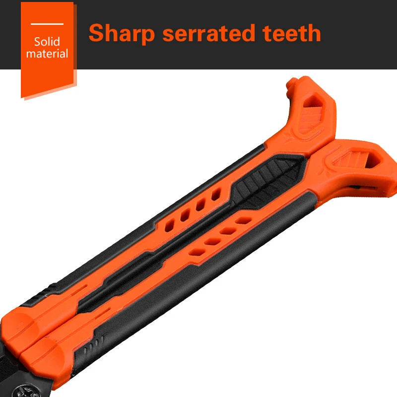 Serrucho de bolsillo plegable de 14" – Sierra de tracción de doble filo de acero con alto contenido de carbono SK5 para camping, carpintería y supervivencia
