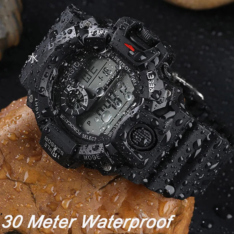 Men's Military Sports Watch – Large Dial Multifunctional Waterproof Luminous Alarm Digital Wristwatch for Men & Kids