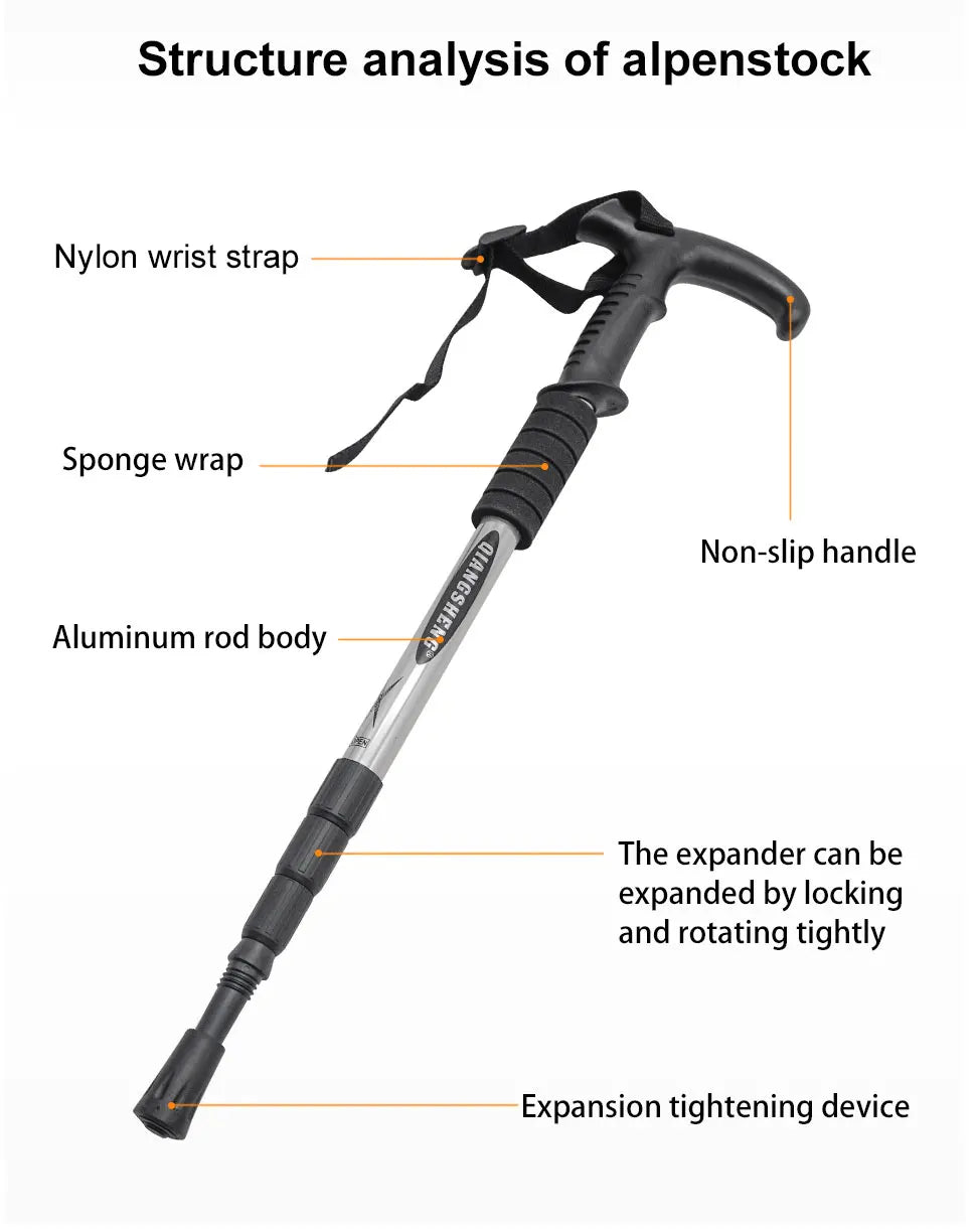 Folding Trekking Pole – 4-Section Portable Telescopic Hiking Stick