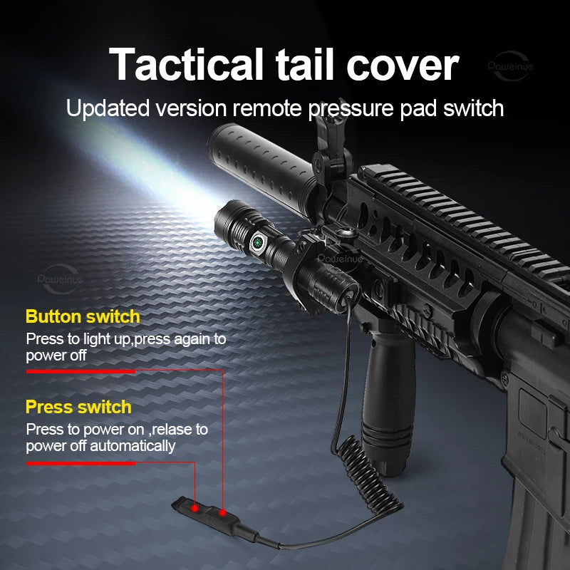 LED Tactical Military Flashlight High Power Rechargeable USB 18650 Torch Light Self Defense Hunting Night Scout Zoom Flashlights