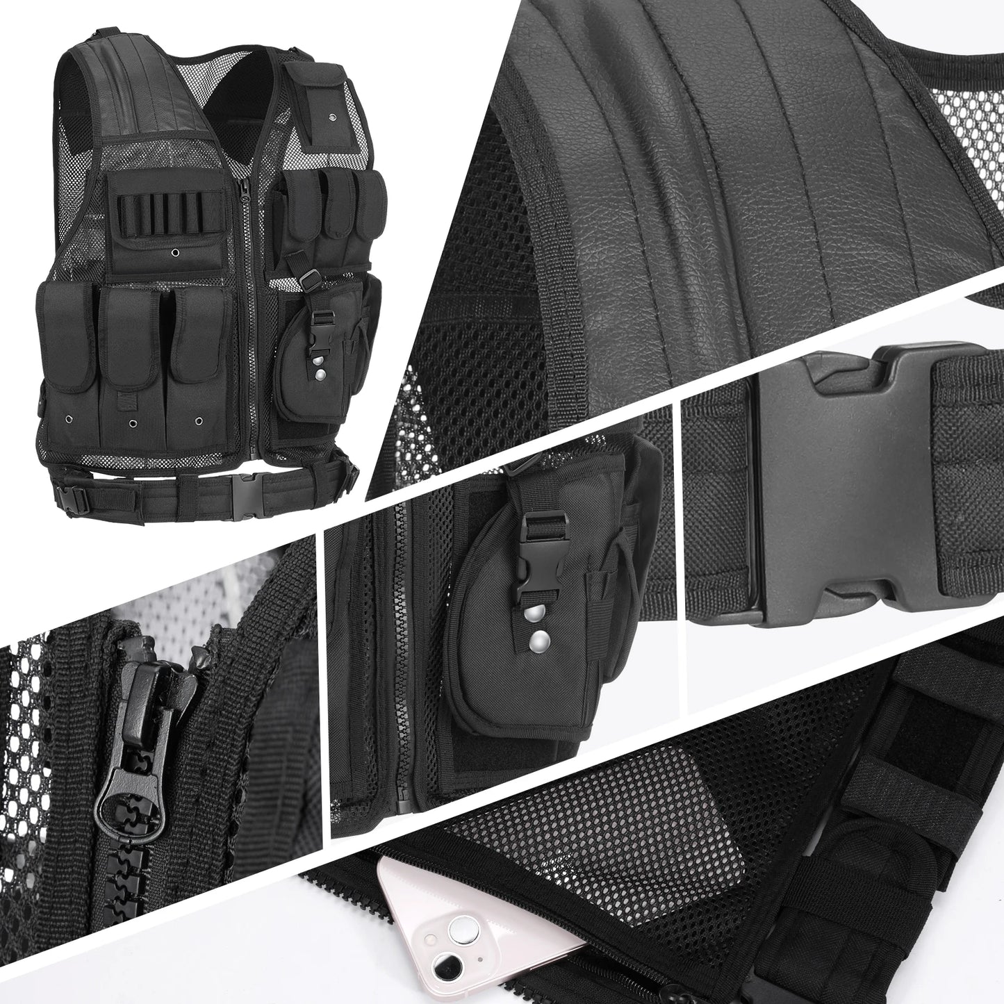 Tactical Vest – Nylon Adjustable Multi-Pocket Vest for Hunting, Camping, Hiking & Airsoft