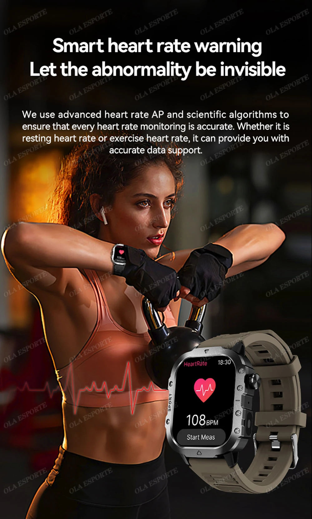 Military GPS Smart Watch – 2.01" AMOLED Bluetooth Call Flashlight 3ATM Waterproof Sports Smartwatch for Men
