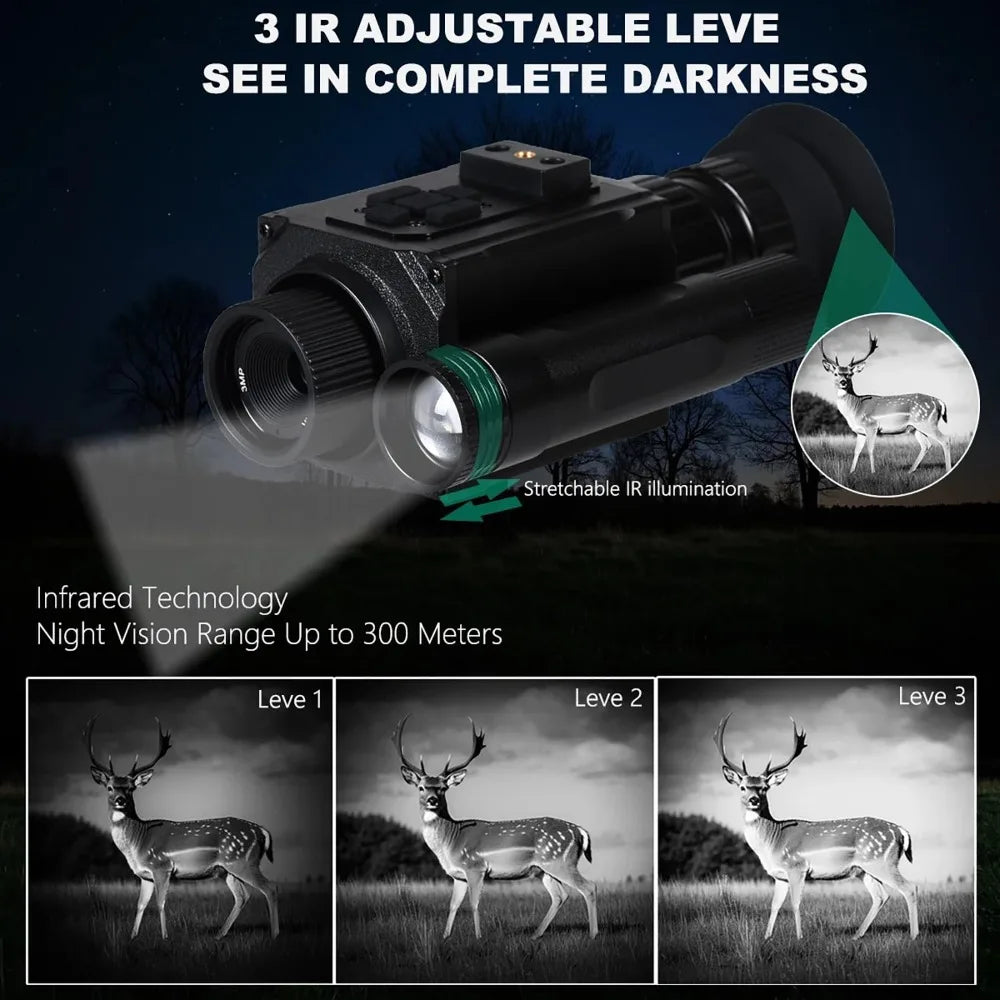 DF Tactical Megaorei NK006 Night Vision Monocular – 1080P HD, 5x Zoom, Infrared Helmet Mount for Hunting & Tactical Use