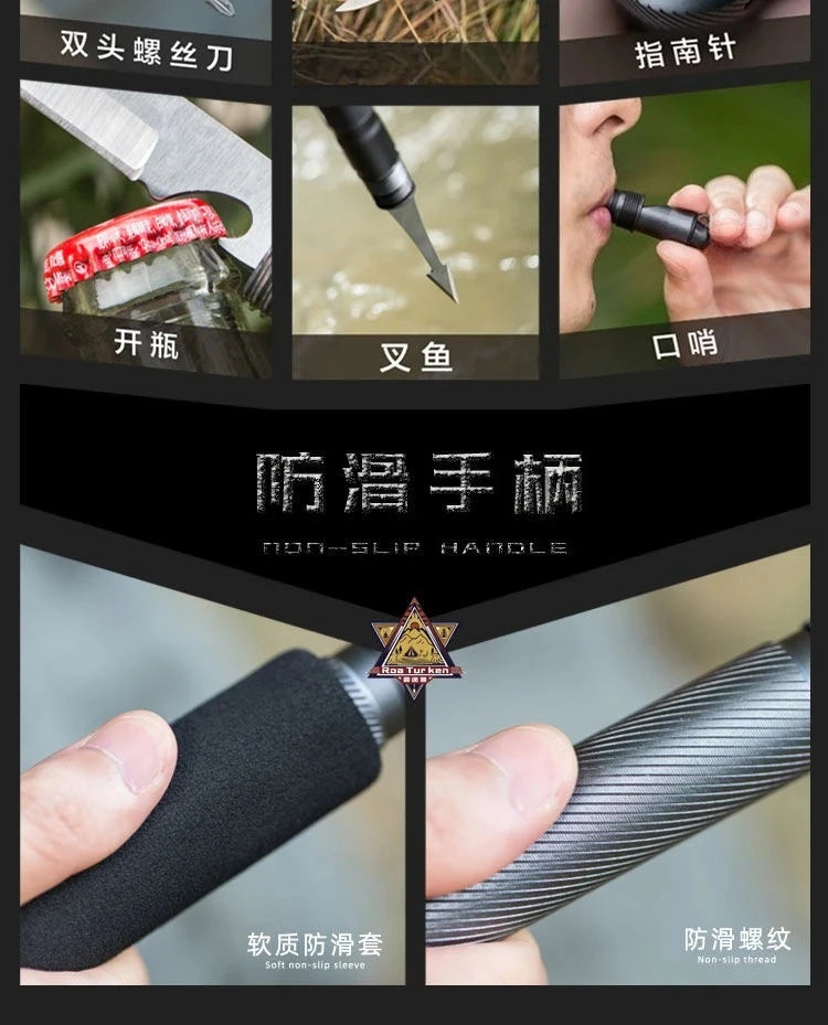 Trekking Poles Folding Multifunctional Hiking Poles Outdoor Hiking Camping Ultralight Tactical Set Telescopic Hiking Poles